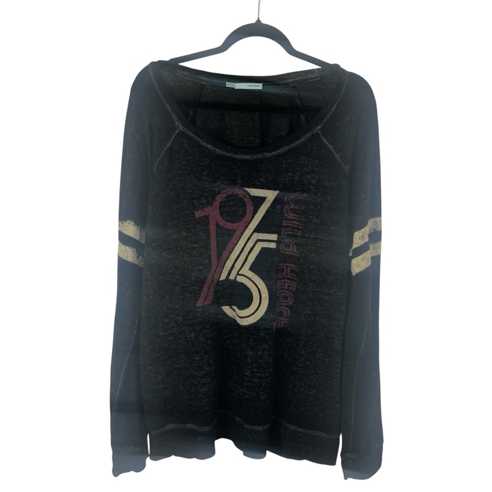 Maurices 1975 Wild Heart Purple Gray Ringer Long Sleeve Tshirt Top XXL